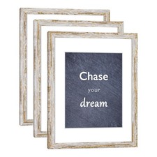 Rustic Distressed Retro Style White Frame 11x14 Picture Frame Set of 3 with R...