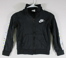 Nike Boys Graphic Zip-Up Track Jacket Long Sleeve Collared Size M 5-6 yrs Black