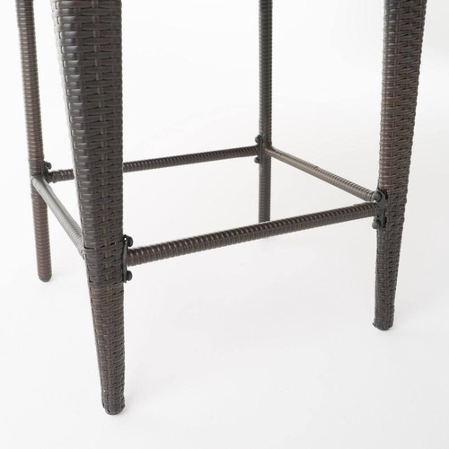 Noble House Bar Stool Modern Iron Frame Anaya Faux Rattan Outdoor Patio (2-Pack) - Picture 5 of 7