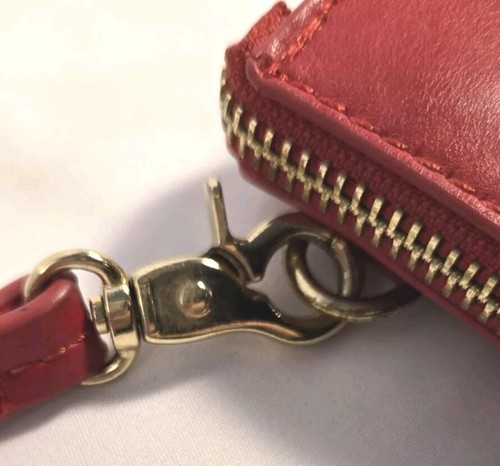 INC international Concepts Red Purse Leather Gold HW Side Fringe Top Zipper... - Picture 13 of 18