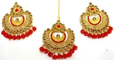 Earrings Tikka Set Goldplated  new Bridal Kundan wedding Partywear setT52