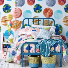 Planets removable wallpaper self-adhesive Colorful wall mural Watercolor decor