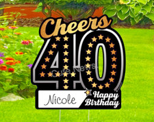 Happy 40th Birthday Yard Sign, Personalized Party Decoration, Cheers to 40 Gift
