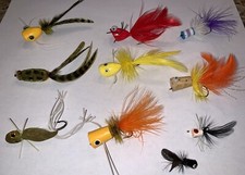 Lot 10 Ray Gano Hand Tied Poppers Frogs Flies By Master Tier Fly Fishing Lures