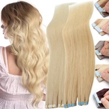 Skin Weft Tape In Hair Extensions 100% Remy Indian Human Hair Full Head 200g