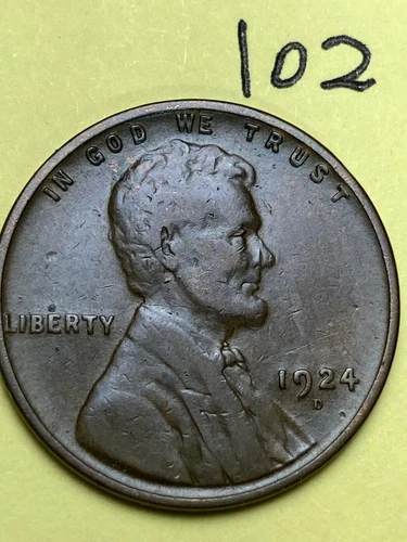 1924-D LINCOLN WHEAT CENT, "FINE" CONDITION, Low Mintage DATE, #102