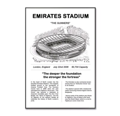 Emirates Stadium Poster, Arsenal Fußball Poster, Arsenal Stadium Print, A4