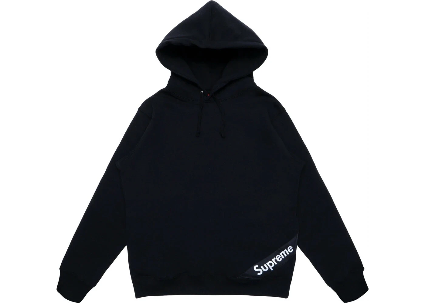 sweat à capuche noir petit étiquette coin suprême