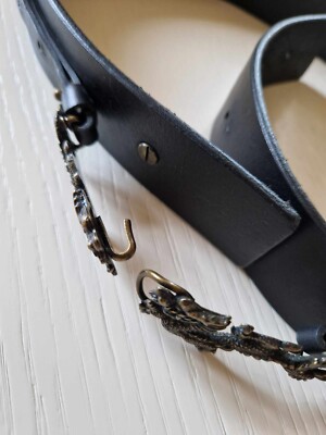 Vivienne Tam RARE Dragon Oriental Asia Buckle Black Leather