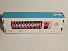 Wireless Keyboard and Mouse Combo - GEEZER Watermelon Pink Colorful Round Keycap