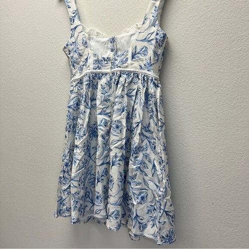 $279 NWT For Love & Lemons Floral Blue and White Maisie Mini Dress Sz Small S - Picture 14 of 16