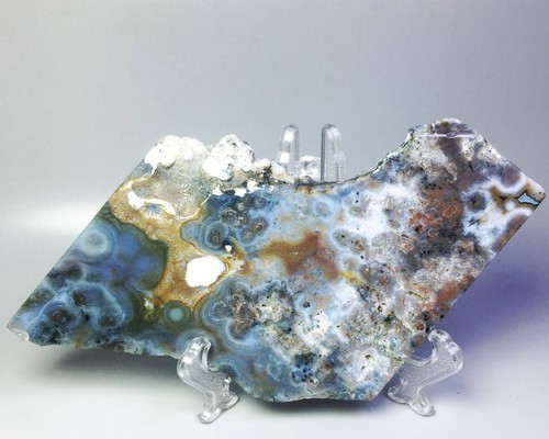 Natural Ocean Jasper Agate Eye Quartz Crystal Slice Stone Reiki Stand / Specimen - Picture 2 of 5