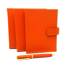 Photo Album Brag Book Leather Cover Holds 20 4x6" Photos Graphic Image Orange