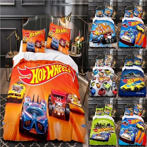 Bedding Set Hot Wheels Quilt Duvet Cover Pillowcase Single Double Gifts UK SIZE - Picture 1 of 6