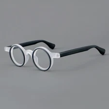 Retro Fashion Small Round Acetate Eyeglasses Frames Matte Clear Lens Glasses