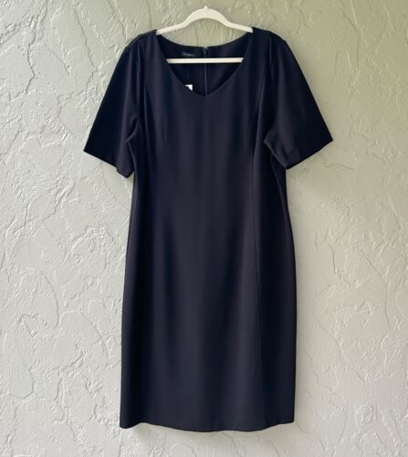 Talbots Women's Size 20 Black Short Sleeves V-Neck Rayon Ponte Sheath Dress NWT