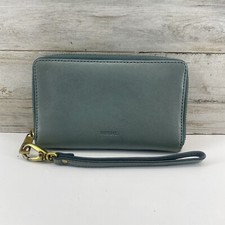 Fossil Women's Logan Leather Zip Around Clutch Wallet Light Green  VIDEO  