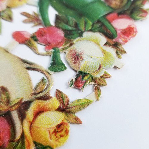 Victorian Die Cut Scrap Watering Can Rose Flowers Set Of 4 - Picture 6 of 8