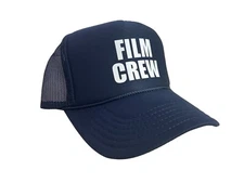 NEW FILM CREW NAVY BLUE WHITE HAT 5 PANEL HIGH CROWN TRUCKER SNAPBACK VINTAGE