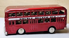 Double Decker Bus MF 185 Chinese Friction Powered Tin Toy Vehicle Needs Repaired