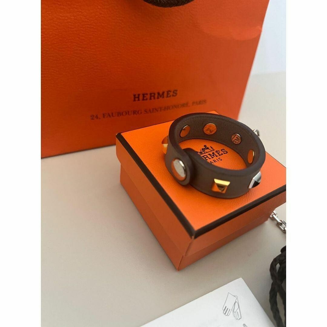 HERMES Glove Holder Silver Tone Elegant Accessory 2019 Purchase with Box 5817AK image 2
