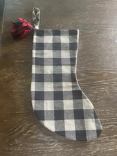 Mud Pie Christmas Décor 22.5" Canvas Buffalo Plaid Stocking