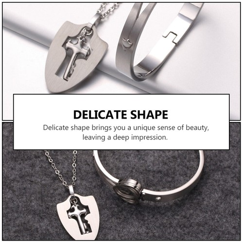  3 Sets Love Lock Bracelet Couple Necklace Bangle Festival Jewelry Gift Travel - Afbeelding 11 van 12