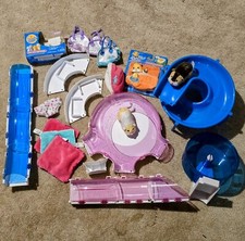 Zhu Zhu Pets Playset Wheel Ramp Spiral Slide Patches / Tex Bedding LOT 2009