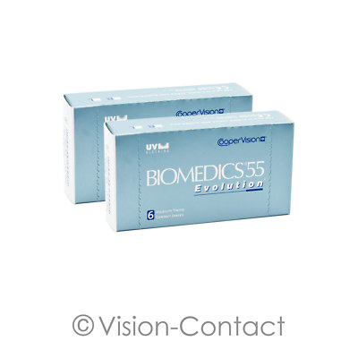 Biomedics 55 evolution 2 x 6 sphärische Kontaktlinsen Monatslinsen Cooper Vision