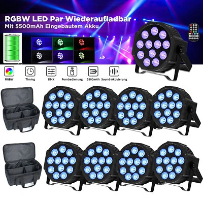 Wiederaufladbar LED Par strahler 12 LED Batteriebetriebenes RGBW DMX Bühnenlicht - Bild 1 von 4