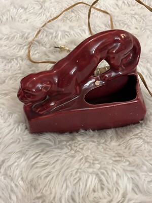 vintage 1950s panther sculpture with light
