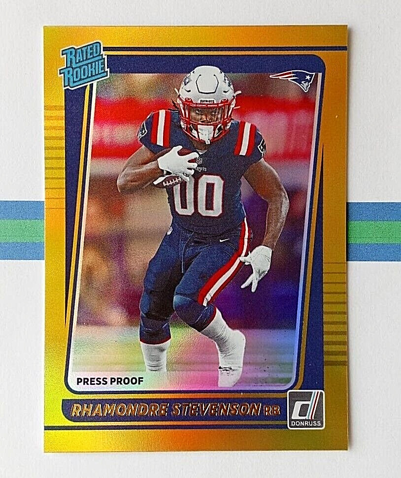 2021 Panini Donruss Rhamondre Stevenson Rated Rookie Premium Press Proof RC #286