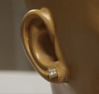 GIA 14k yellow gold 1.06ct SI2 I1 F H princess diamond stud earrings NATURAL — photo 7