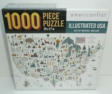 Illustrated USA Jigsaw Puzzle 1000 Pieces Art Map of the United States America