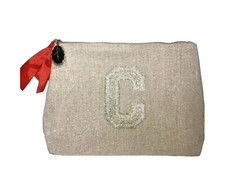 CLARINS Case Makeup Bag 9in x 6.5in Cream  Canvas Cosmetic - Brand New