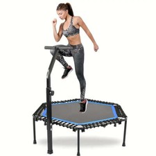 NNETM Rebounder Mini Trampoline with Adjustable Handle Bar Blue 