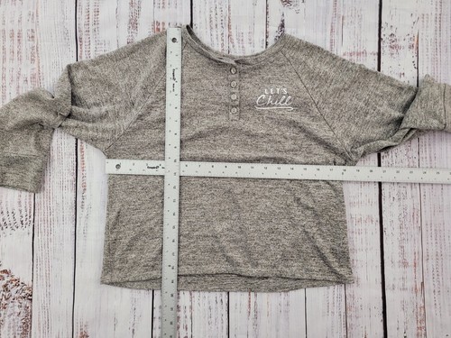 Justice Let's Chill Long Sleeve Henley Sleep Shirt Girl's Size 12 - Picture 4 of 9
