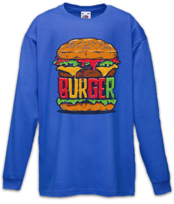 Burger Kids Long Sleeve T-Shirt Barbecue Grill Chef Bun Hamburger Cheeseburger