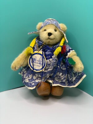 Muffy VanderBear Dutch Treat Blue White Dress Tulip Wood Shoes