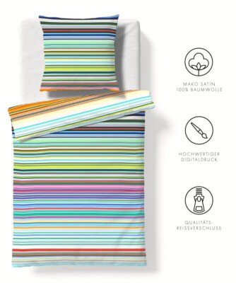 Fleuresse Bettwäsche Mako Satin Pop Art Stripes 135x200 / 155x220 cm (114519)