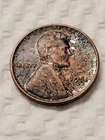 1951-D Black wheat penny,with L on rim detail, BLACK PATINA RARE LOOK
