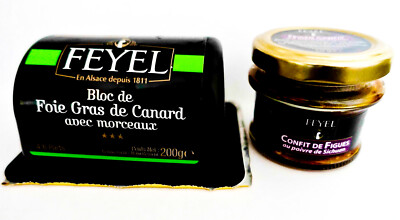 Foie Gras de Canard Bloc mit Feigen Confit original Entenleber Feyel ! NEU !