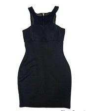 Guess “Brooke” Body con Gold Zipper Back Mesh Detail Black Short Dress Size 4