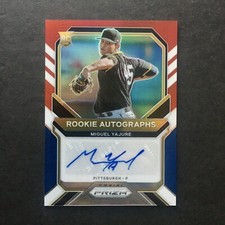 Miguel Yajure 2021 Panini Prizm #RA-MY Red White Blue Auto Rookie /50 Pirates RC