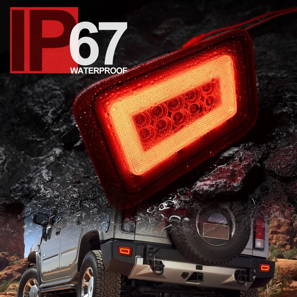 Reflector de parachoques trasero rojo 2 en 1 luces de freno traseras LED completas para Hummer H2 2005-09 Foto 4 de 4