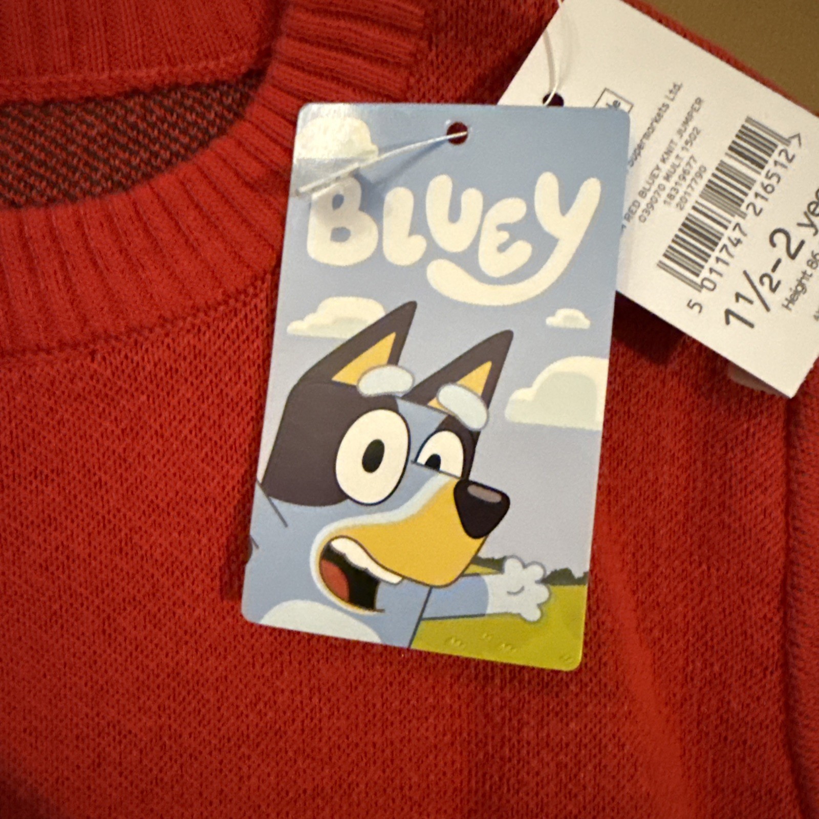 Bluey Christmas Boys Red Jumper 1 1/2-2 Years Cotton Pullover BNWT B#10 image 5