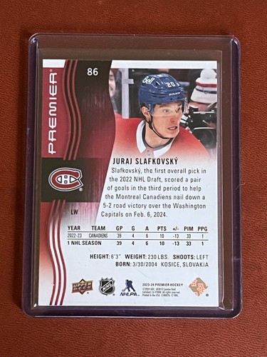 Juraj Slafkovsky Silver /35 2023-24 Upper Deck Premier Montreal Canadiens - Picture 2 of 2