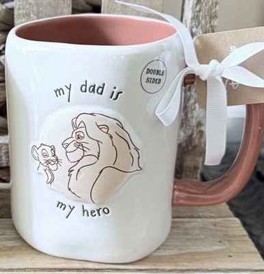 New Rae Dunn Disney The Lion King My Dad Is My Hero / #1 Double Sided Coffee Mug