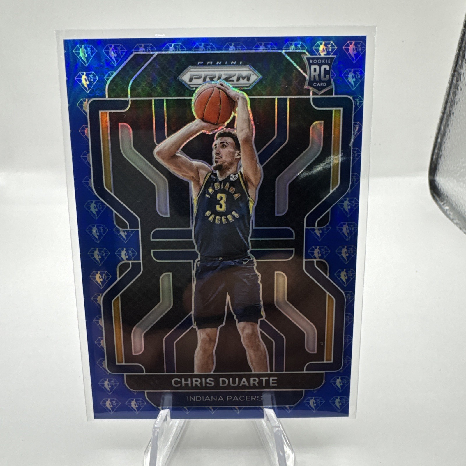 2021-22 Prizm Chris Duarte NBA 75th Anniversary Blue Prizm Rookie RC #315 Pacers