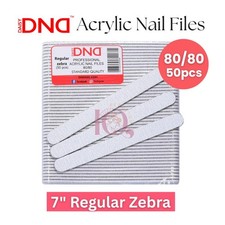 DND Acrylic Nail File 7" Regular Zebra 80/80 Grit 50 pcs Professional Nail File
